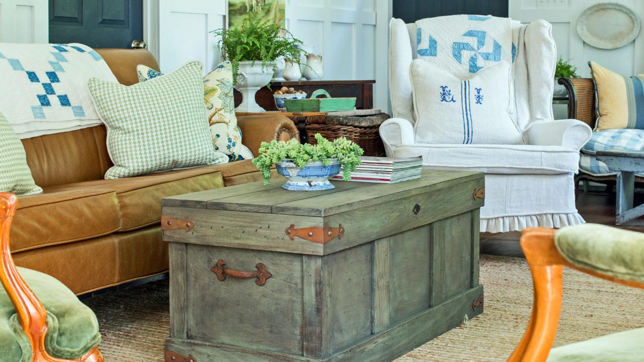 Distressed trunk sales coffee table