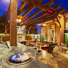 Courtyard With Rustic Wood Pergola