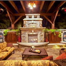 Deluxe Patio Living Space With Fireplace