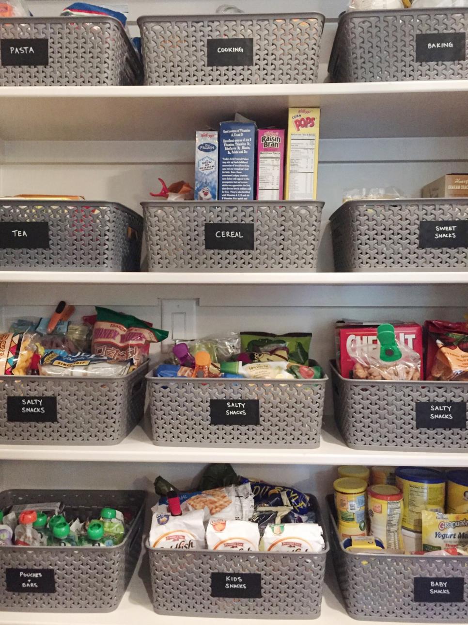 Organized Pantry With Labeled Bins HGTV