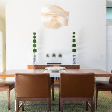 White Contemporary Dining Room With Green Rug