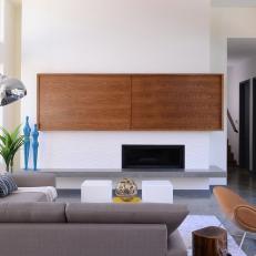 Neutral Contemporary Living Room With Arc Lamp