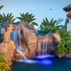 An Inviting Tropical Stone Waterslide