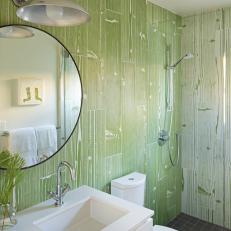 Green and White Transitional Guest Bathroom