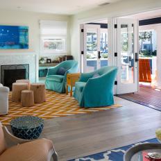 Transitional Living Room with Coastal Decor