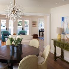 Transitional Dining Room with Beach Decor