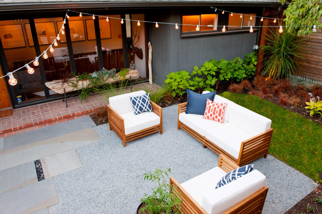 Modern Seattle Courtyard with Stone Pavers Lighting and 