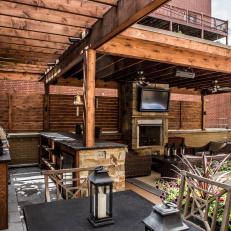 Outdoor Living Space Features Kitchen Zone With Grill, Smoker