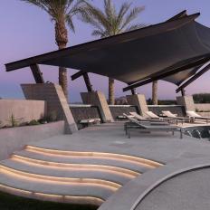 Luxury Pool with Limestone Modern Canopy