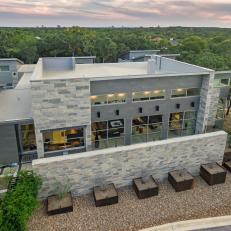 Modern Home Full Top Aerial View