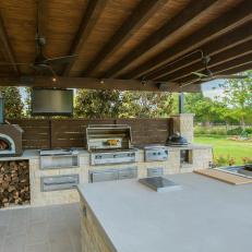 Gourmet Outdoor Kitchen with Pizza Oven and Flat Screen TV