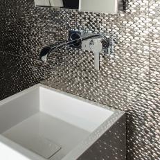 Silver Mosaic Tiles in Bathroom