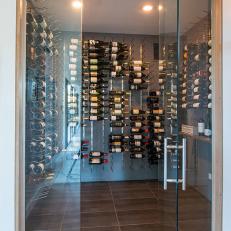 Modern Wine Room With Glass Doors