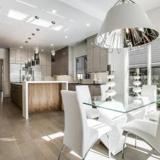White Modern Breakfast Room and Kitchen