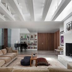 Open Concept White Living Room