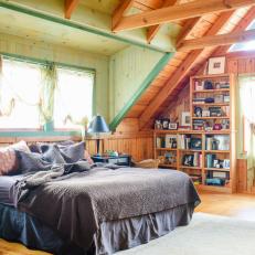 Green Rustic Loft Bedroom