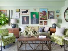 Green Sitting Room With Gallery Wall