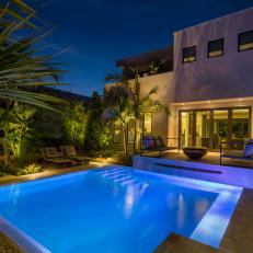 Modern Pool With Blue Lights