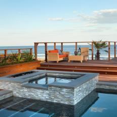Contemporary Deck and Pool With Picturesque Beach View 