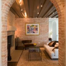 Arched Brick Doorway in Living Room