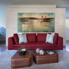 Modern Living Room With Red Sofa
