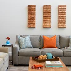 Wooden Wall Sculptures Balance Contemporary Living Room
