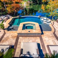 Contemporary Pool With Raised Spa