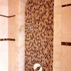 Marble Shower with Mosaic Tile Niche