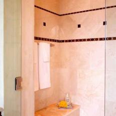 Neutral, Transitional Shower with Marble