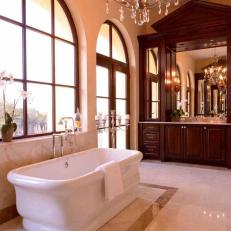 Brown, Traditional Bath with Freestanding Tub