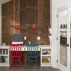 Modern Home Office with Rustic Accent Wall