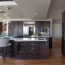 Transitional Kitchen with Glass Countertop