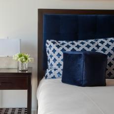 Transitional Guest Room with Peacock Blue Accents