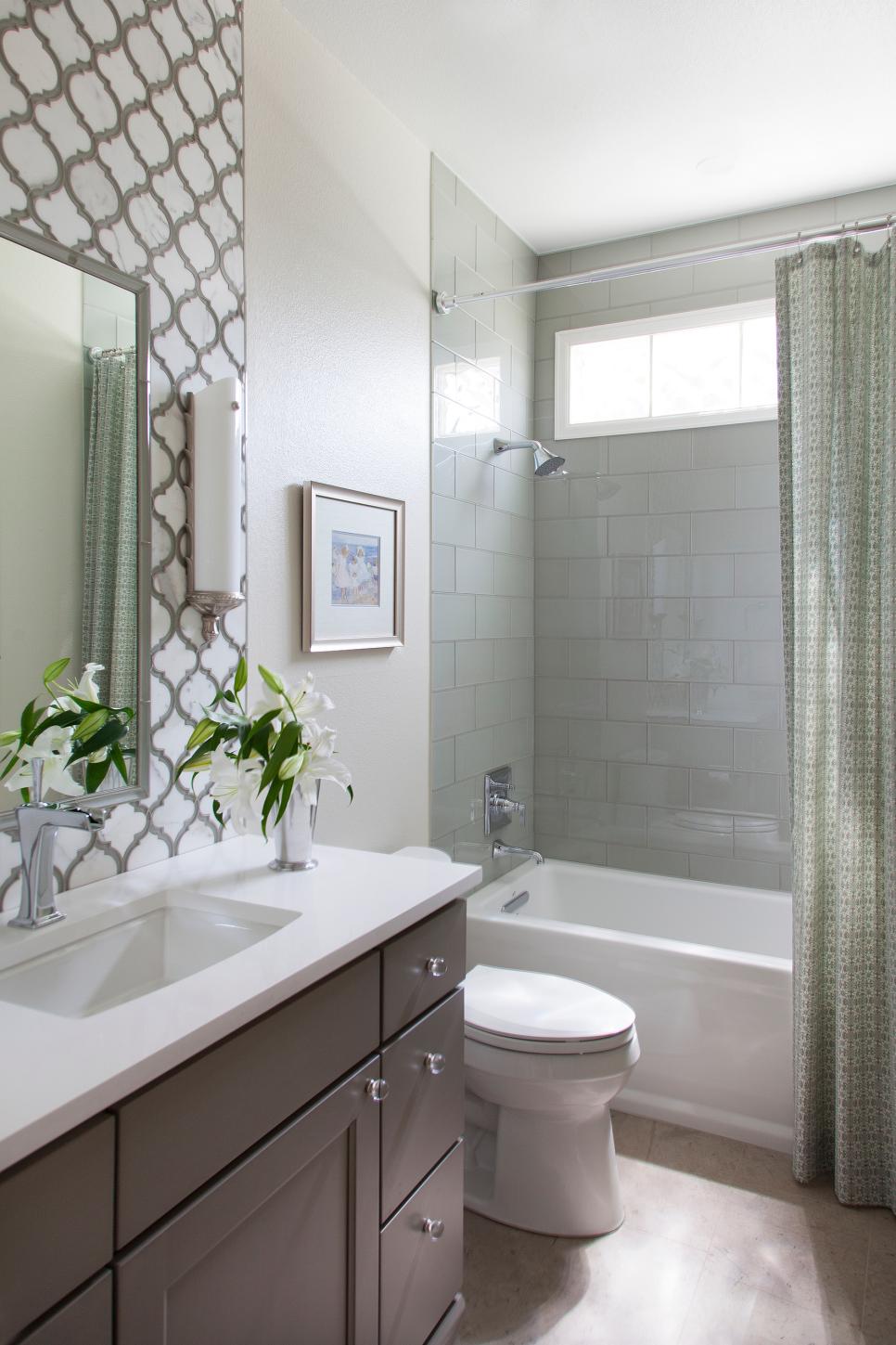 Traditional Guest Bath  with Decorative Tile Backsplash HGTV