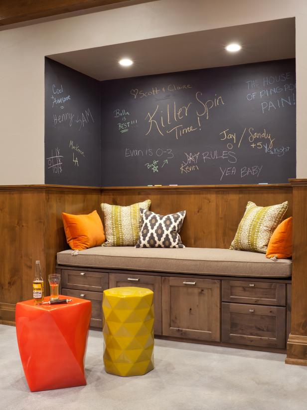 Reading Nook With Chalkboard Wall and Hidden Storage