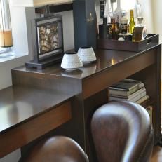 Contemporary Masculine Desk With Bar Tray