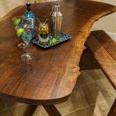 Live Edge Wood Dining Table With Bench