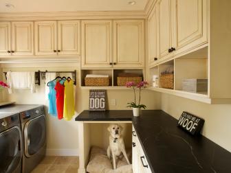 Traditional Laundry Room With White Cabinets
