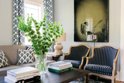 Comfy Striped French Chairs In Multipurpose Family Room Hgtv