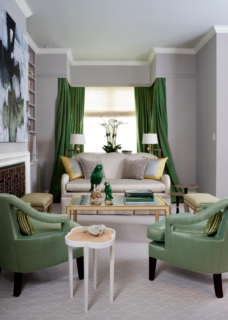 Living Room With Green Accents
