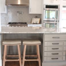 Transitional Kitchen With Marble Countertops