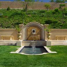 Backyard Water Feature is Elegant Focal Point for the Space