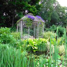 Formal Cottage Garden with Metal Gazebo