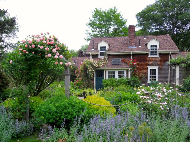 A country home with a cottage garden