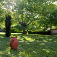 A Stone Labyrinth and Urn in the Lawn