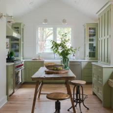Modern Cottage Kitchen With Green Cabinets