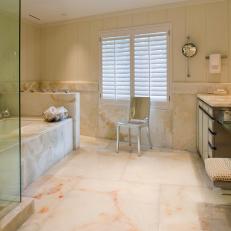 White Spa Bathroom With Marble Tub