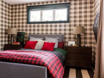HGTV Dream Home 2017: Guest Bedroom With Plaid Wallpaper