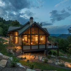 Mountain Home Exterior at Night