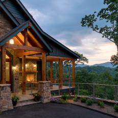 Rustic Stone Mountain House With Porch
